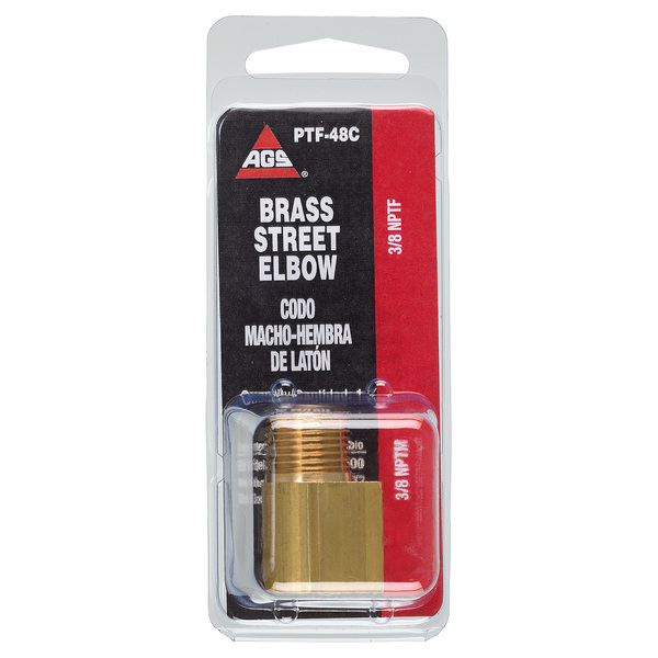 Ags Brass Street Elbow, Male (3/8-18 NPT), Female (3/8-18 NPT), 1/card PTF-48C